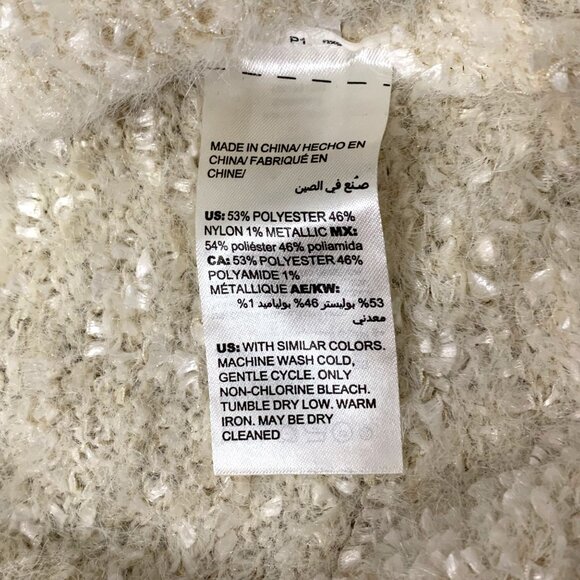 CHICOS Womens Soft Metallic Ivory Oversized Cowl Neck Sweater SZ Large (2) EUC - Picture 5 of 5